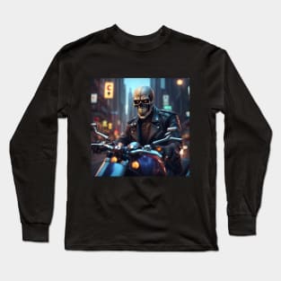 Mr. Skull and His Motorcycle Long Sleeve T-Shirt